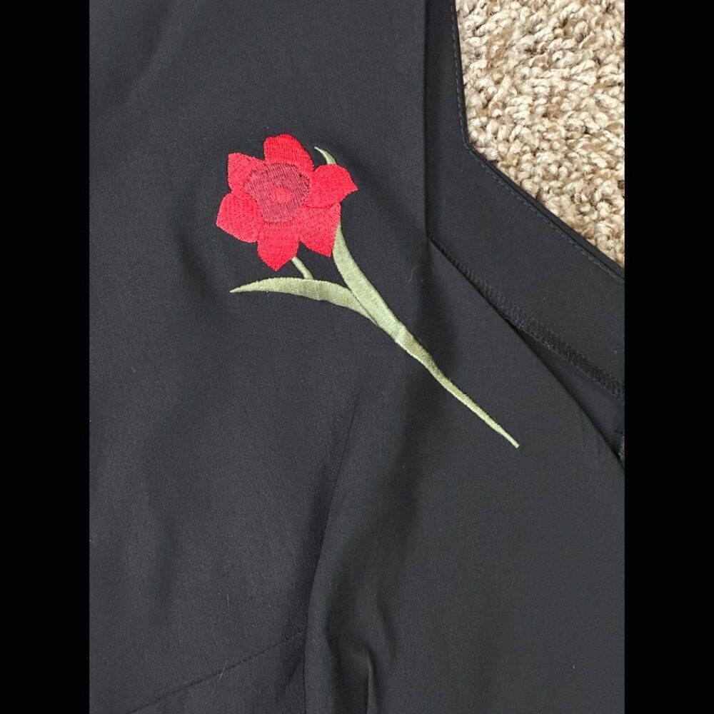 Black NWOT Stop Staring Bodycon Roses Pinup Rockabilly Retro Midi Swing 30s XL - Picture 12 of 13